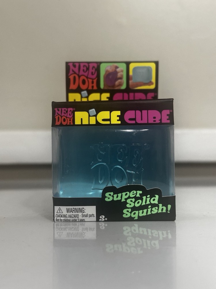 Nee Doh Nice Cube - Super Solid Squish! (Blue) - Brand New/ Toy Gift-US