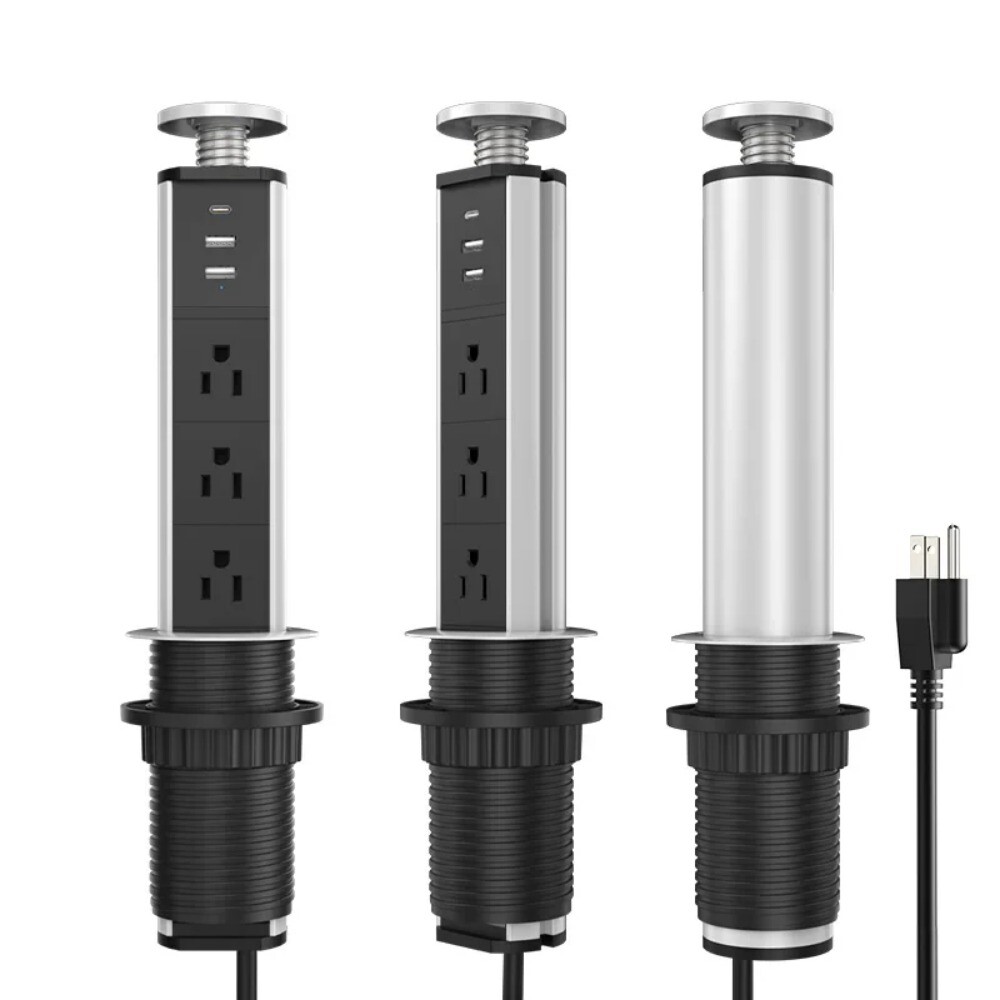 Melery Pop-up Socket Power Strip Kitchen Hidden Table USB Type-C US Plug Outlet