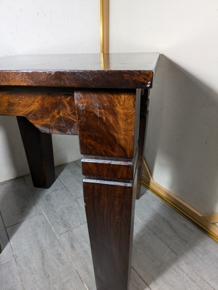 Vintage Heavy Rustic Solid Wood Asian Oriental Brutalist Side End Table W72