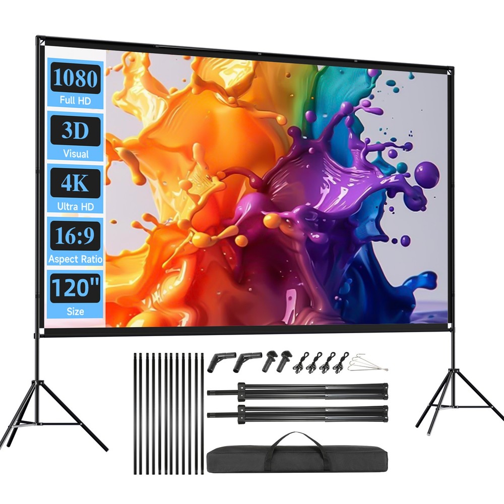 Outdoor Projector Screen with Stand SCREENMAX 120 inch Foldable Projector Screen