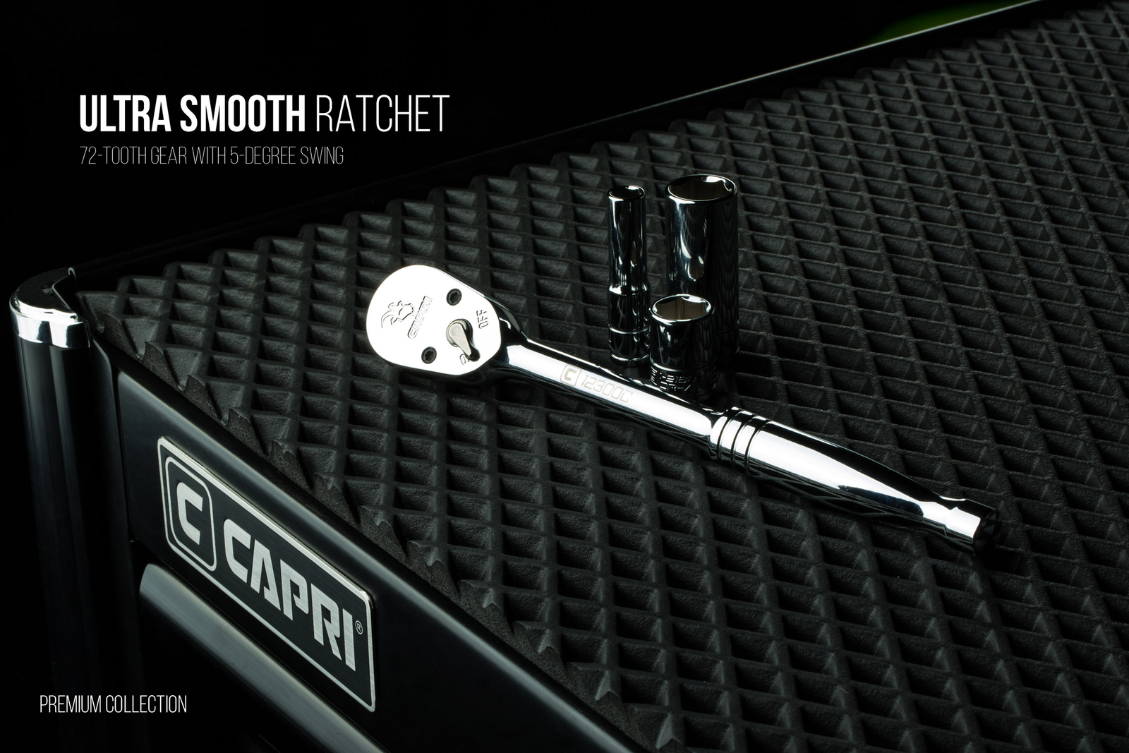 Capri Tools Low Profile Ratchet, True 72-Tooth, 1/4, 3/8, 1/2-in Drive