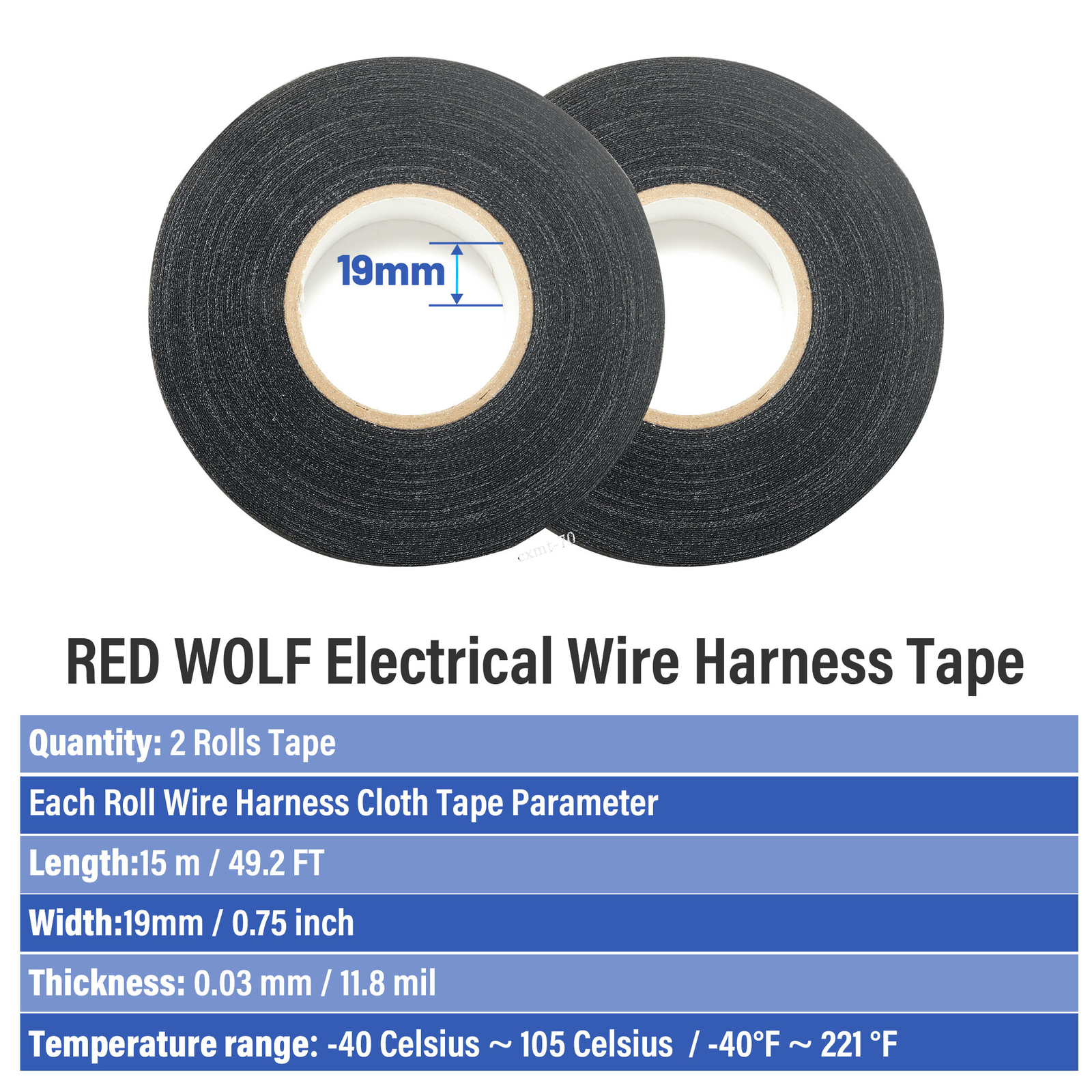 2 Rolls Wire Harness Tape Felt Cloth High Temp Electric Insulation Adhesive Tape