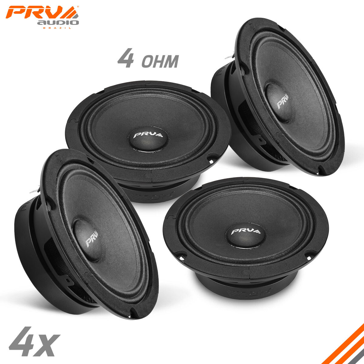 4x PRV Shallow 6.5" Midrange Slim Speakers Car Audio 800 Watts 4 Ohm 6MR200A-4