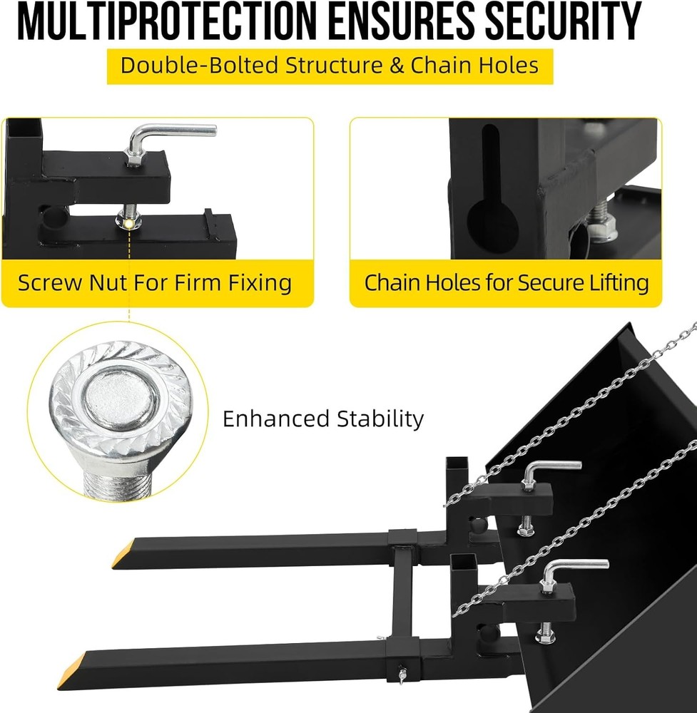 2500 Pound Pallet Fork Attachment Suitable for Tractor Buckets Skid Steer Loader