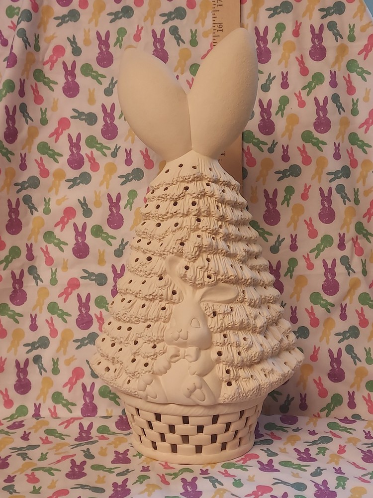 Ceramic Bisque~ Ready to Paint~Easter Bunny Tree ~ lighting included