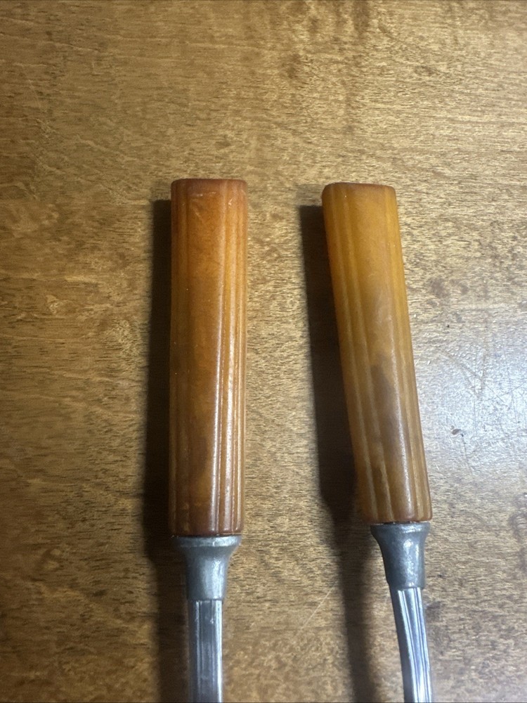 Vintage Bakelite Spoon & Spreader Butterscotch Flatware Silverware Stainless