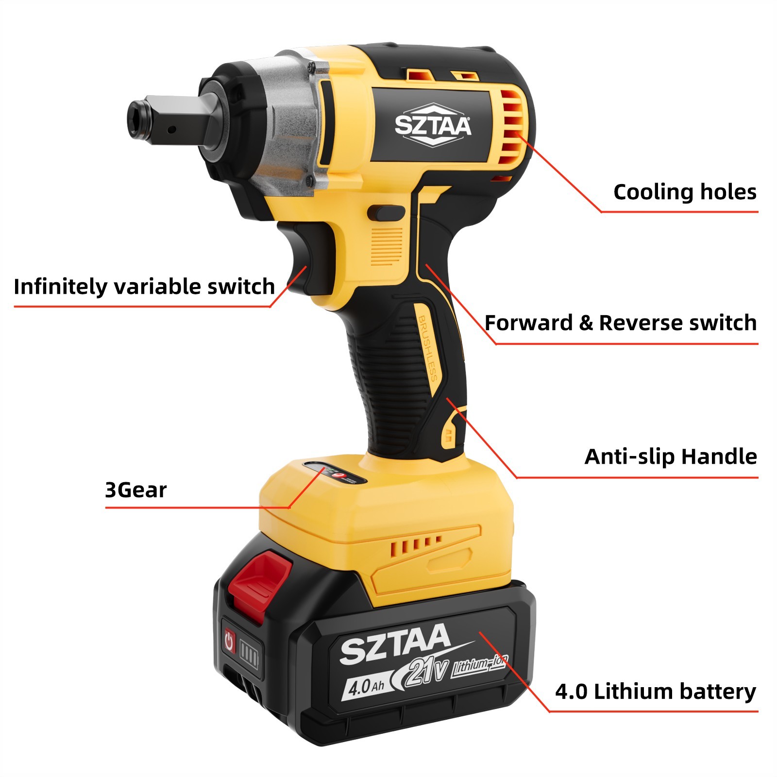 Cordless Impact Wrench 450Nm Power Tool, Lug Nut Removal, DIY Garage Tool​