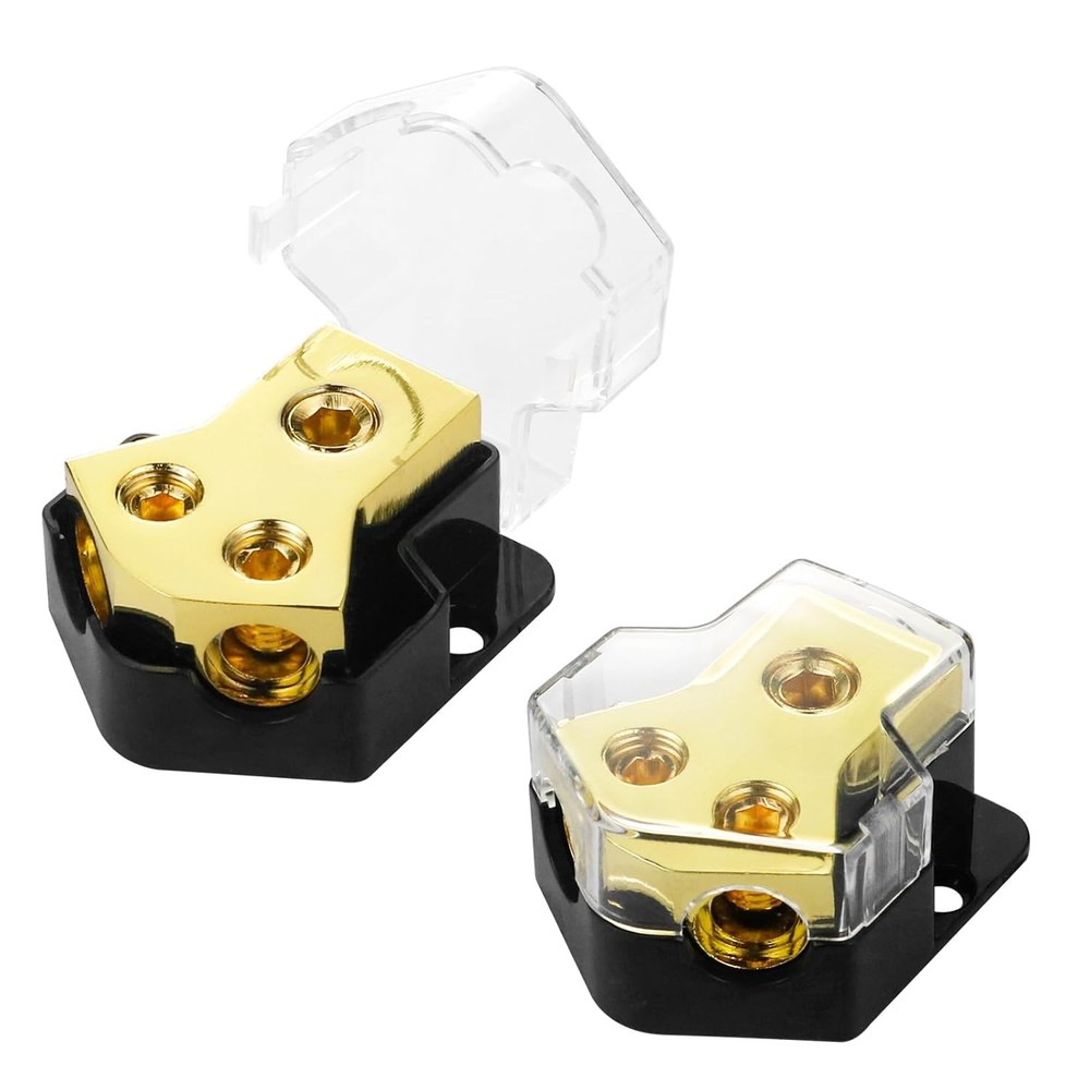 2 PCS 12V 2-Way Power Distribution Block for Car Audio & Amplifiers