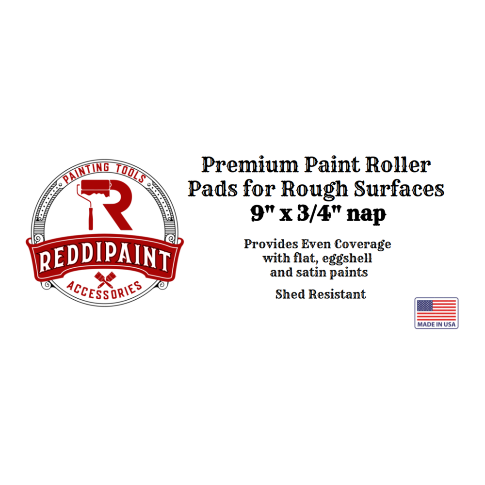 9 Inch ¾” Three Quarter Nap Paint Roller Pads Rollers by Reddipaint (4-Pack)