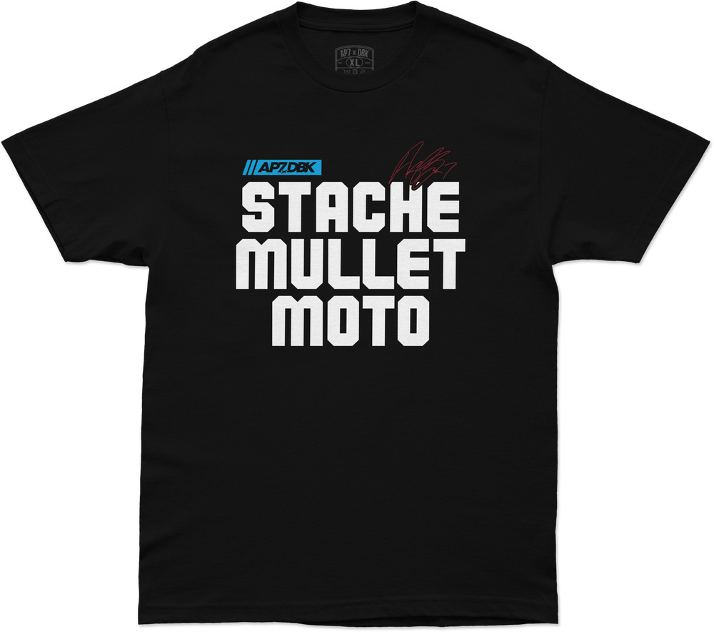 Stache Mullet Moto Tee Black Md
