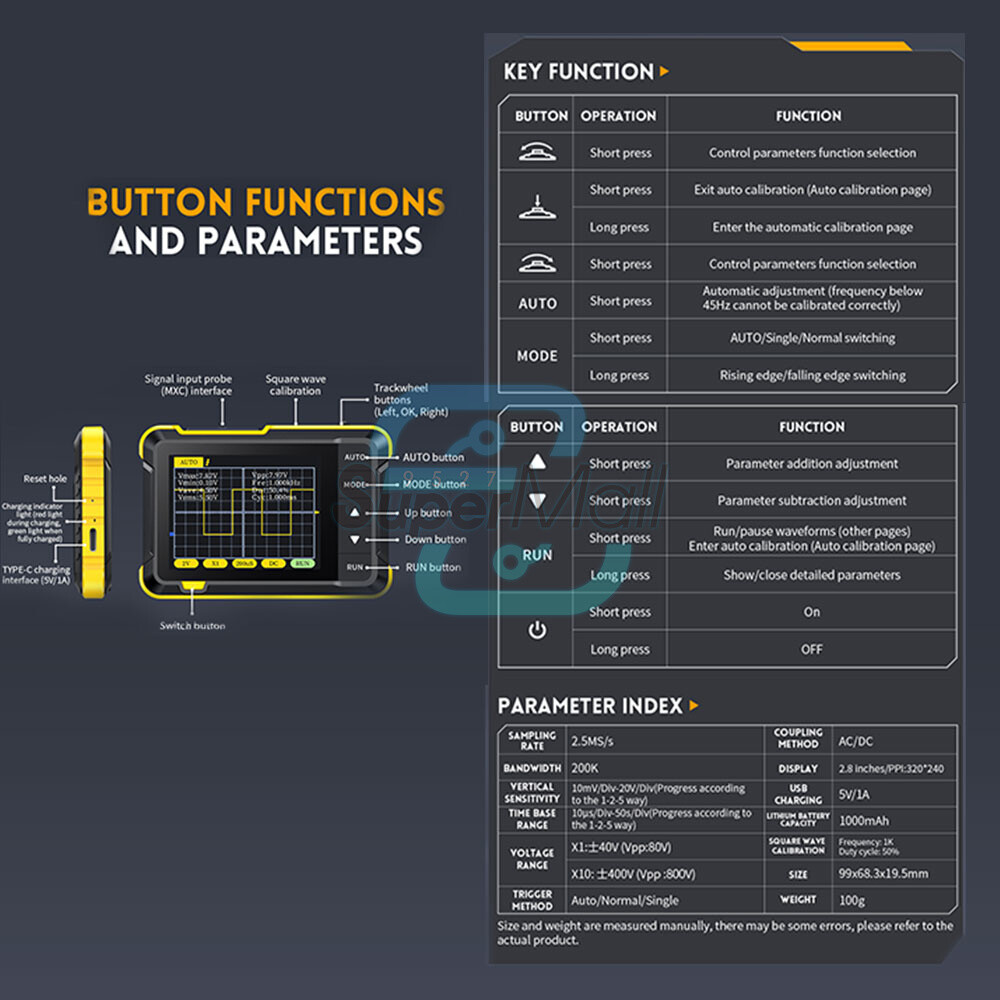 FNIRSI DSO152 Handheld Mini Oscilloscope Type-C Portable Digital Oscilloscope US