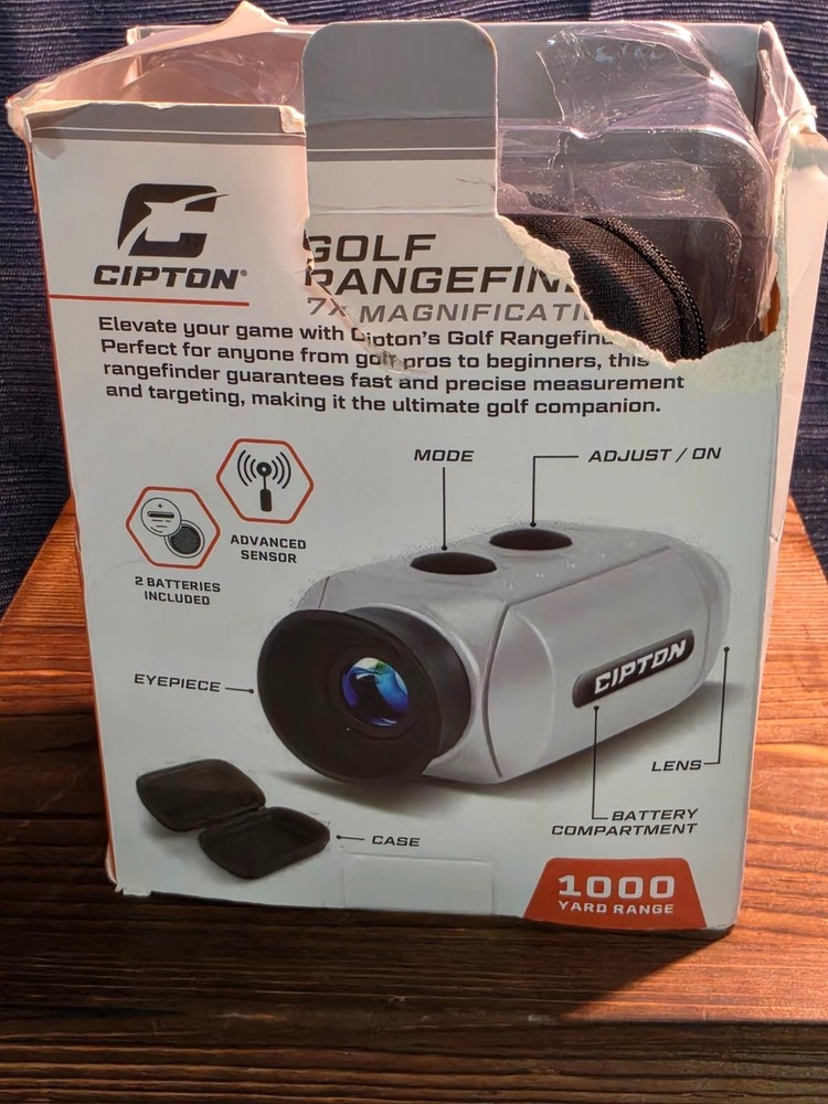 Cipton Golf Rangefinder 7X Magnification 1000 Yard Range NEW Open Box w/ Case