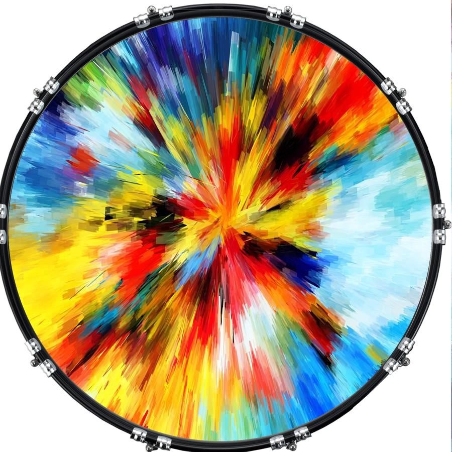Custom 22" Kick Bass Drum Head Graphical Image Front Skin Explosive 10