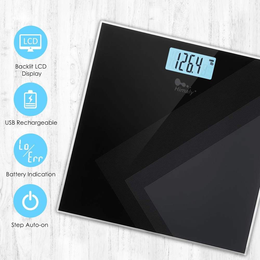 Digital Body Weight Scale, USB Rechargeable Bathroom Scale with Step-On Techn...