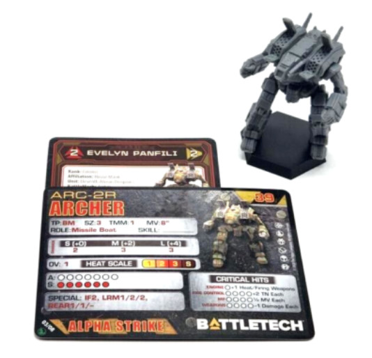 Battletech Archer Mech + Pilot Cards Command Lance IS Kickstarter Catalyst