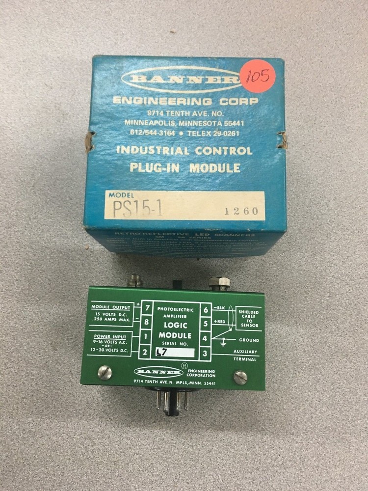 NEW IN BOX BANNER INDUSTRIAL CONTROL PLUG-IN MODULE PS15-1 1260