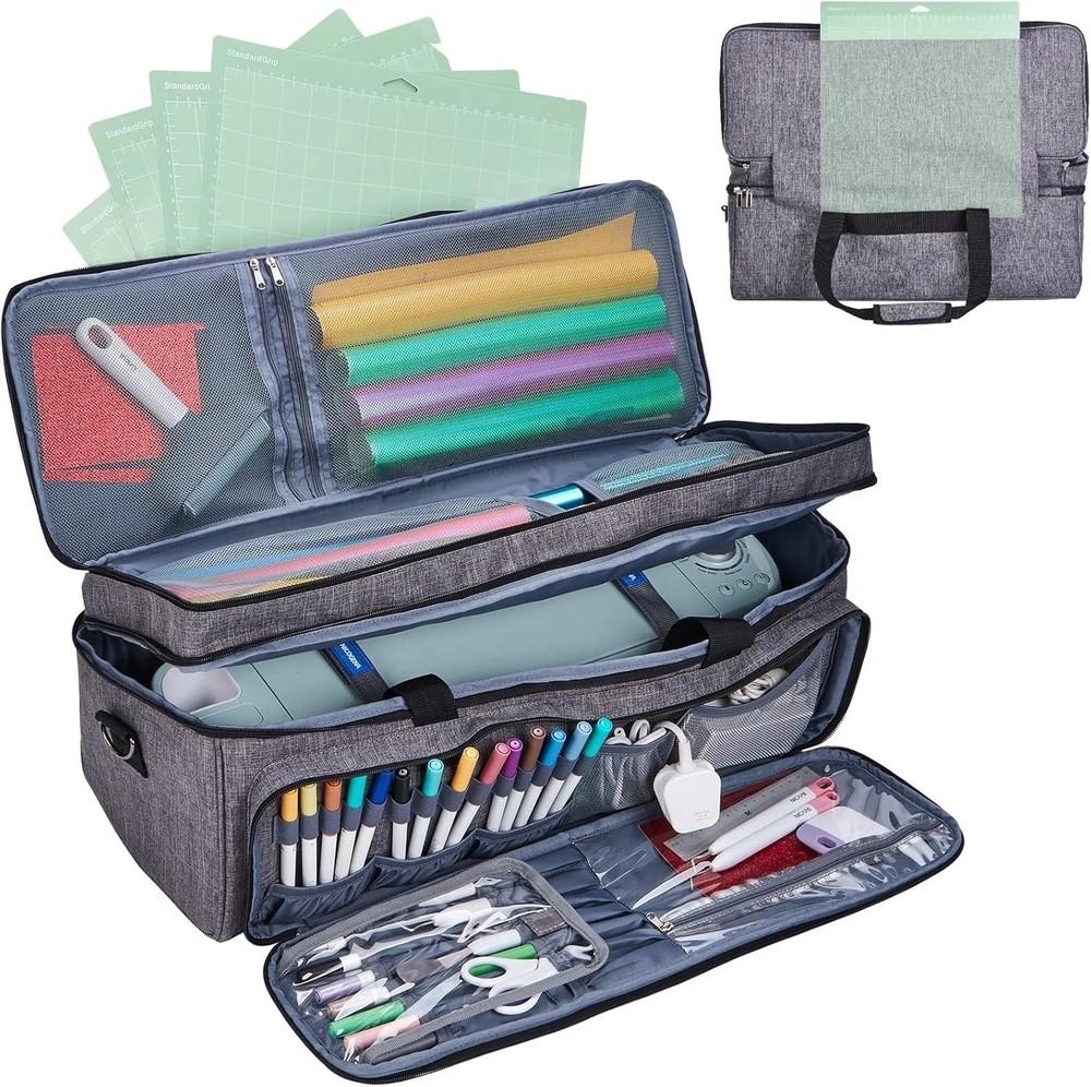 Double Layer Carrying Case with Mat Pocket for Cricut Maker 4, Explore 4, Mul...
