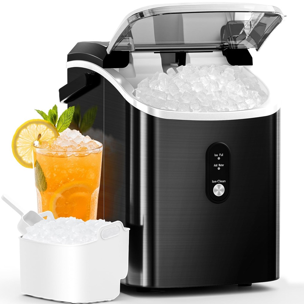 Nugget Ice Maker Countertop with Soft Chewable Ice, Portable Sonic Ice Maker ...