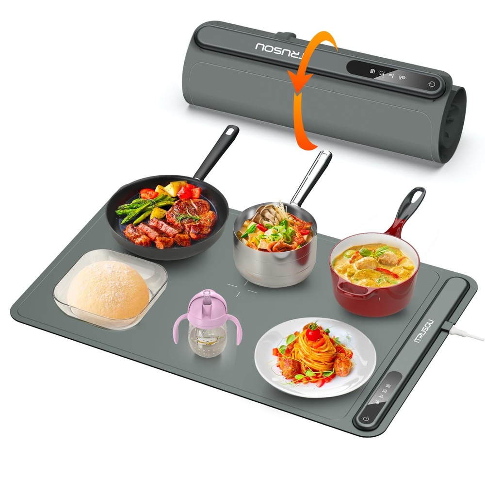 ITRUSOU ELECTRIC WARMING TRAY - FULL SURFACE HEATING - DARK GRAY