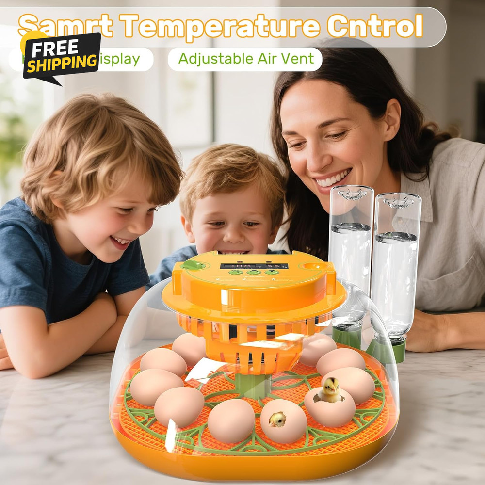 Incubators for Hatching Eggs, 12 Egg Incubator with Automatic Egg Turning