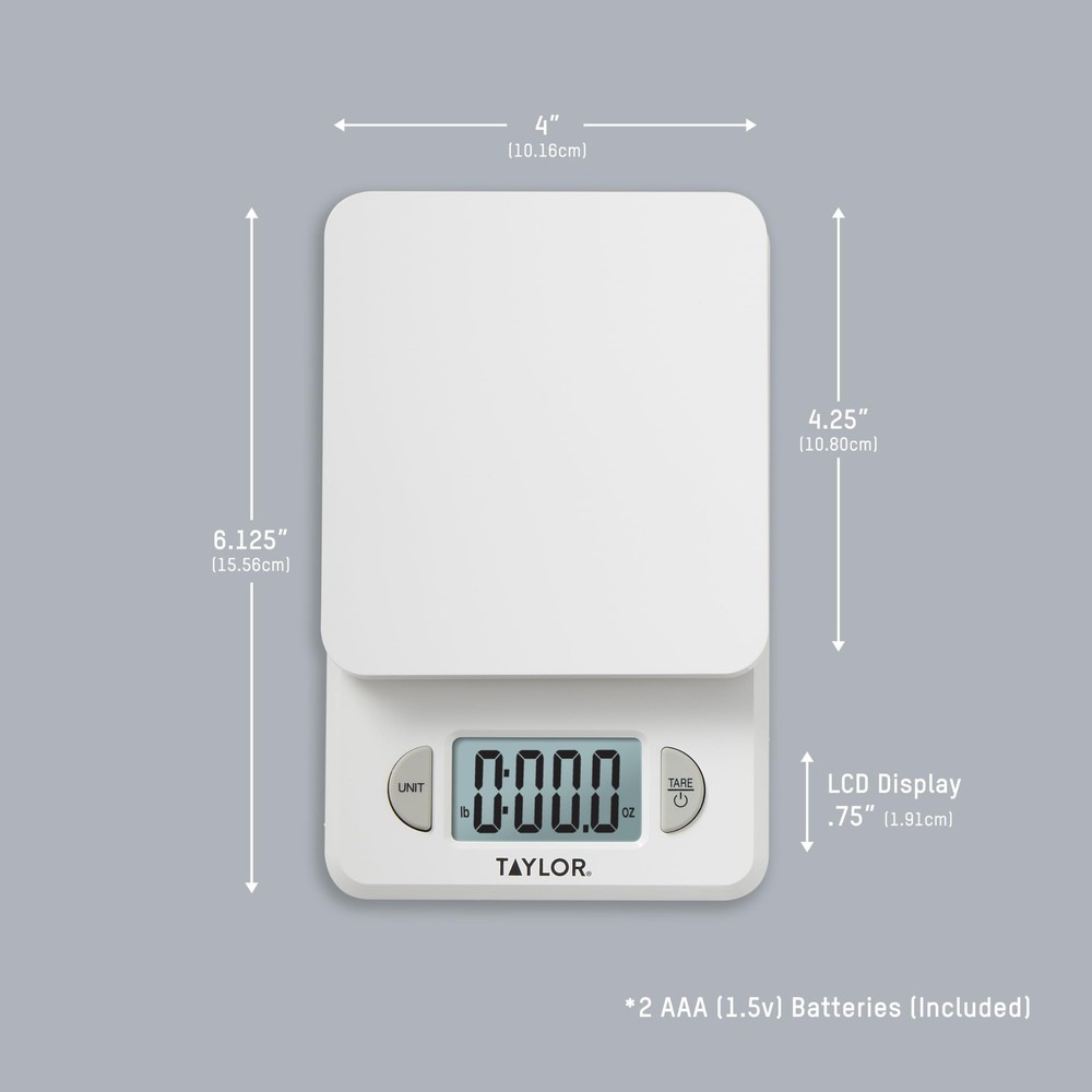 Taylor Compact Digital Kitchen Scale White 11 lb. 3817