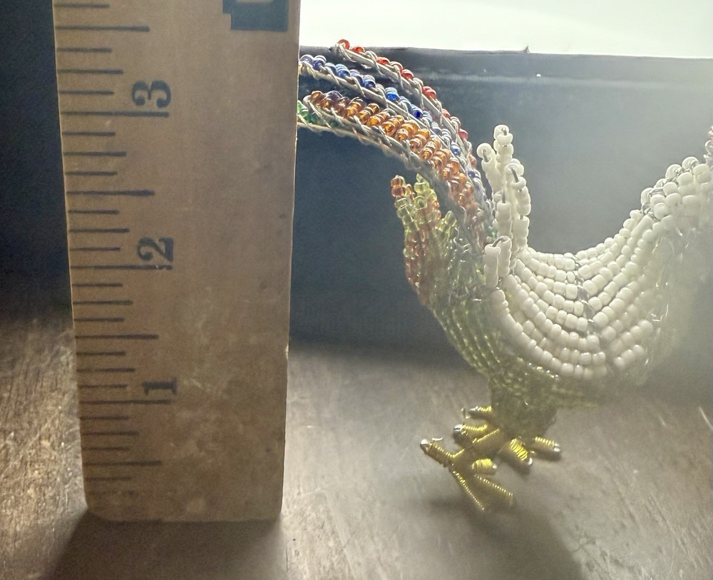 Hand Made ROOSTER HAND BEADED FIGURE FOLK ART