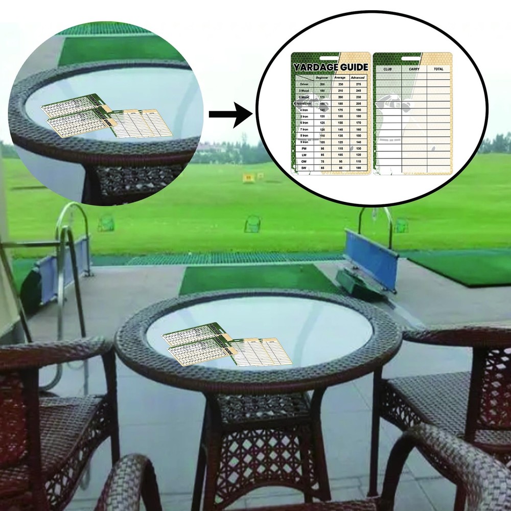 2pcs Golfers Quick Reference Distance Card Golf Club Range Estimation Cheat S...