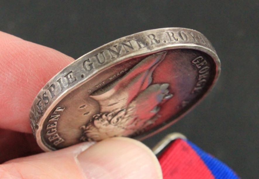 British Waterloo Artillery Decoration – Prince Regent & Wellington – Named