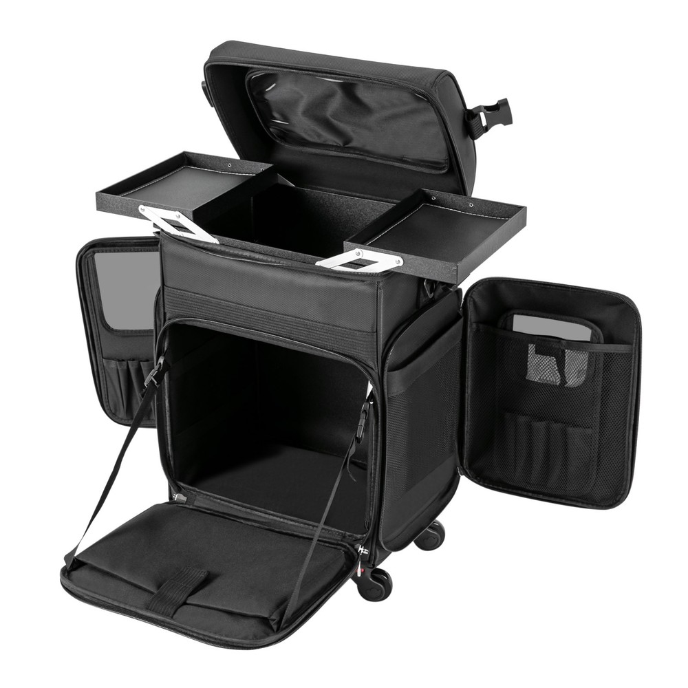 Makeup Train Caser Soft Sided Rolling Makeup Trolley Train Case Bag w/Clear Bag