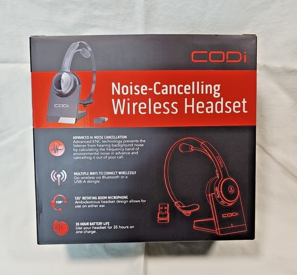 Codi Wireless Headset with Integrated AI Noise-Cancelling Microphone (a04616)