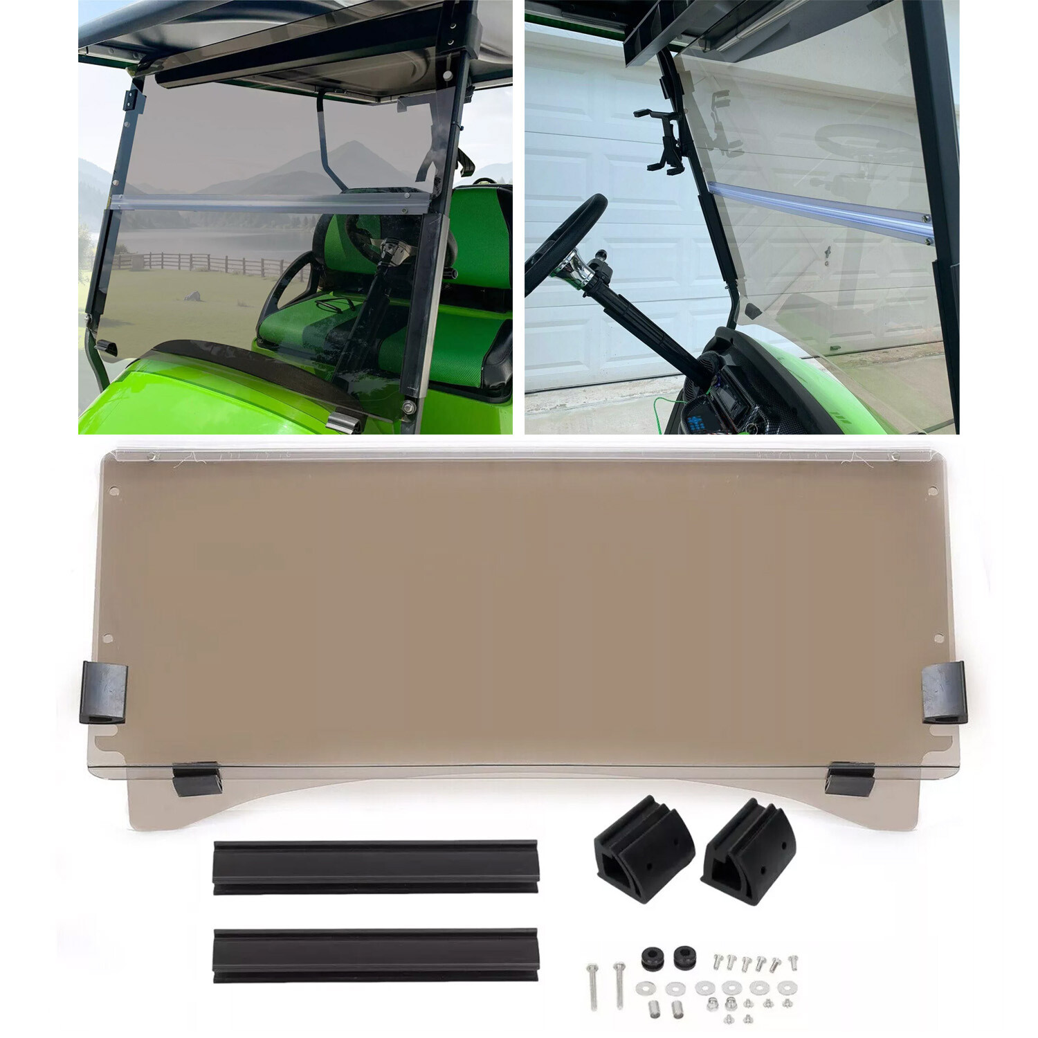 For Club Car Precedent 2004-Up Golf Cart Folding Tinted Windshield Windscreen