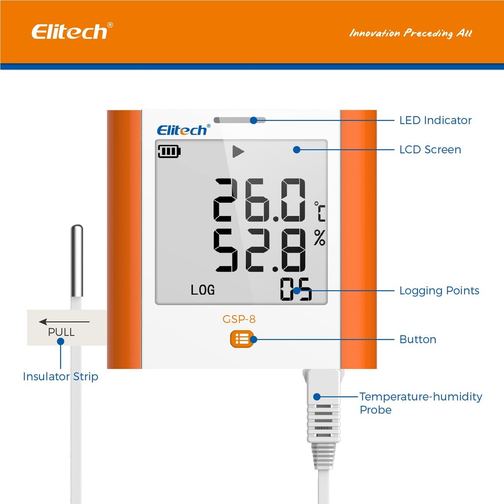 100,000 Points Digital Temperature Humidity Data Logger Refrigerator Thermome...