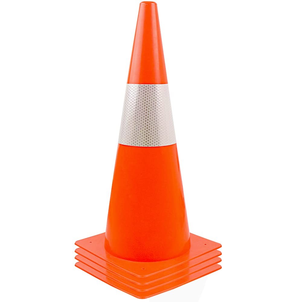15 inch Traffic Safety Cones with Reflective Collars,[4 Pack]Orange Construct...