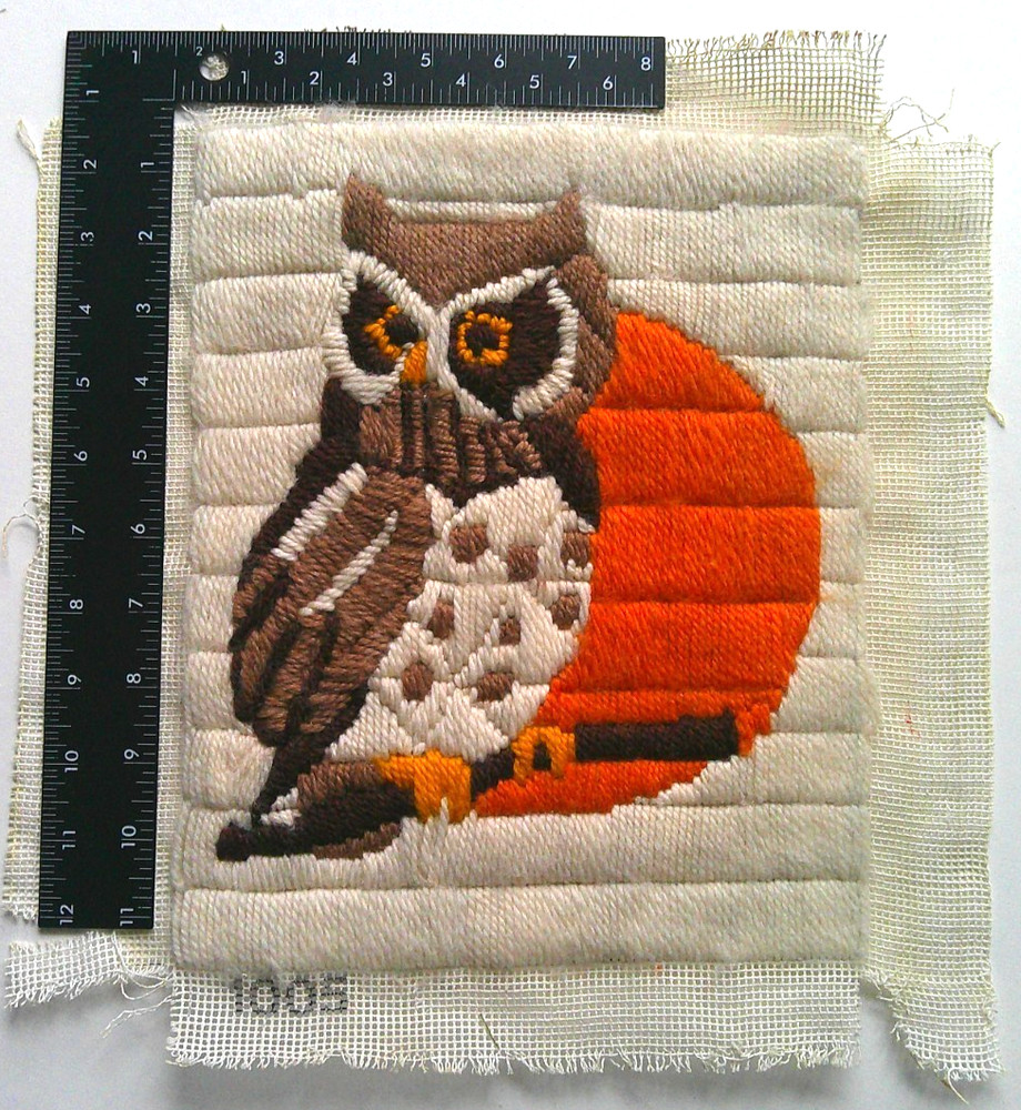 Completed longstitch wool? needlepoint OWL