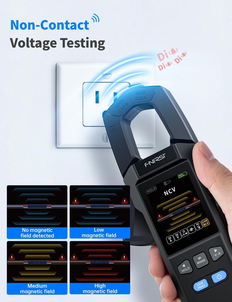Clamp Meter 600A TRMS Multimeter 9999 Counts NCV AC/DC Voltage Temp