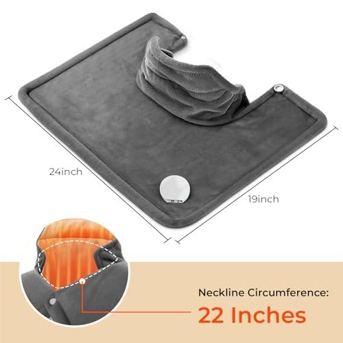 Electric Heating Pad for Neck, Shoulders & Back - 6 Heat Settings & Timer - Gift