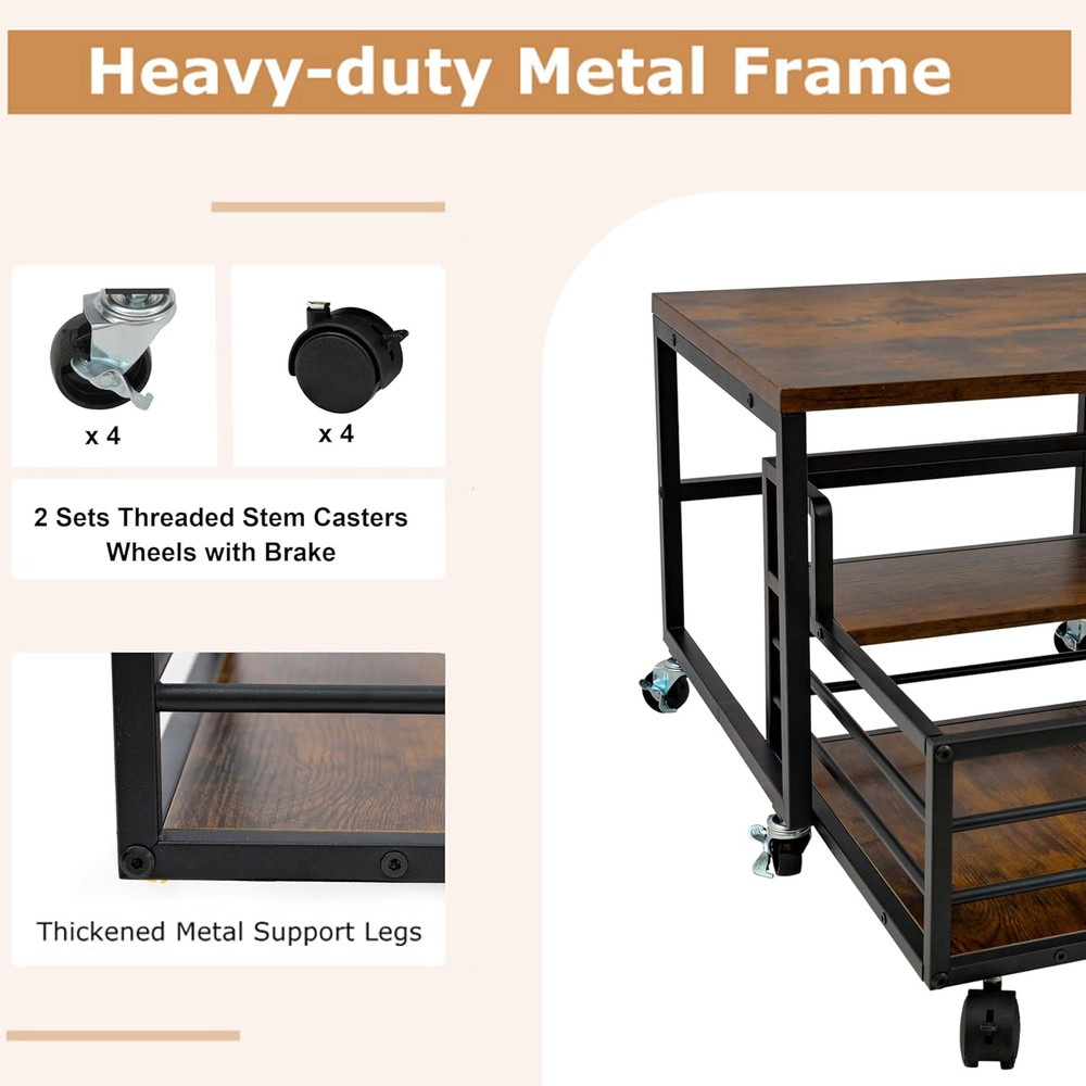 Mobile Mini Fridge Stand with Storage Drawer for Kitchen and Dorm Use