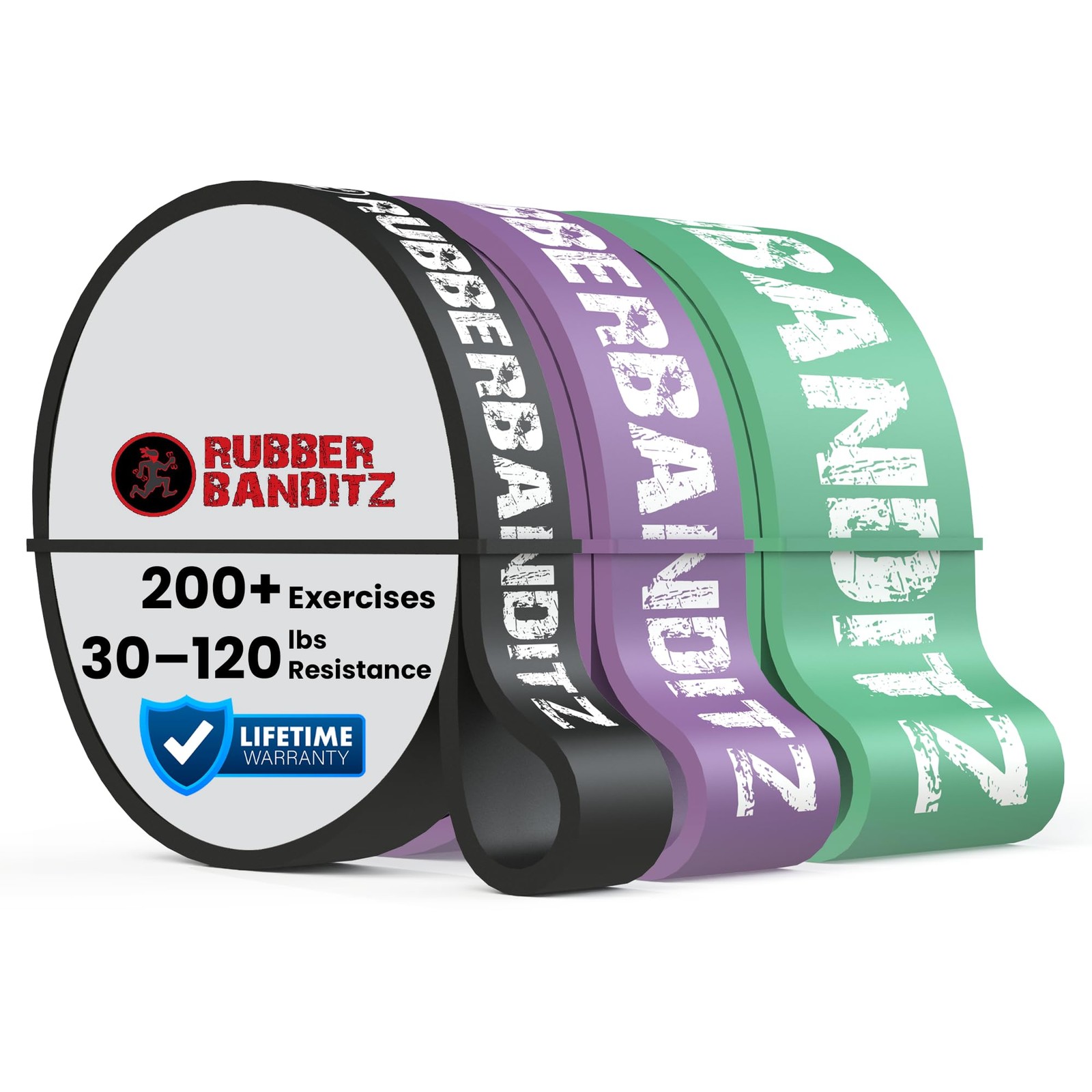 Combo Pull Up Assist Bands | Heavy Duty Resistance Exercise Bands for Powerli...