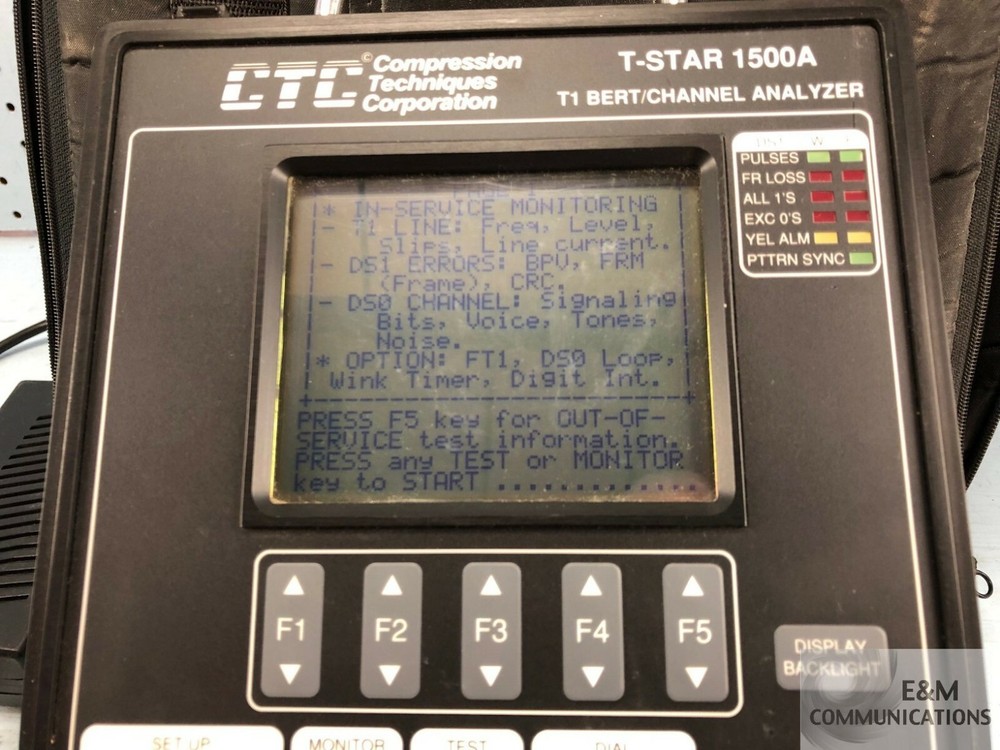 T-STAR 1500A COMPRESSION TECHNIQUES CORP CTC T1 BERT & CHANNEL ANALYZER
