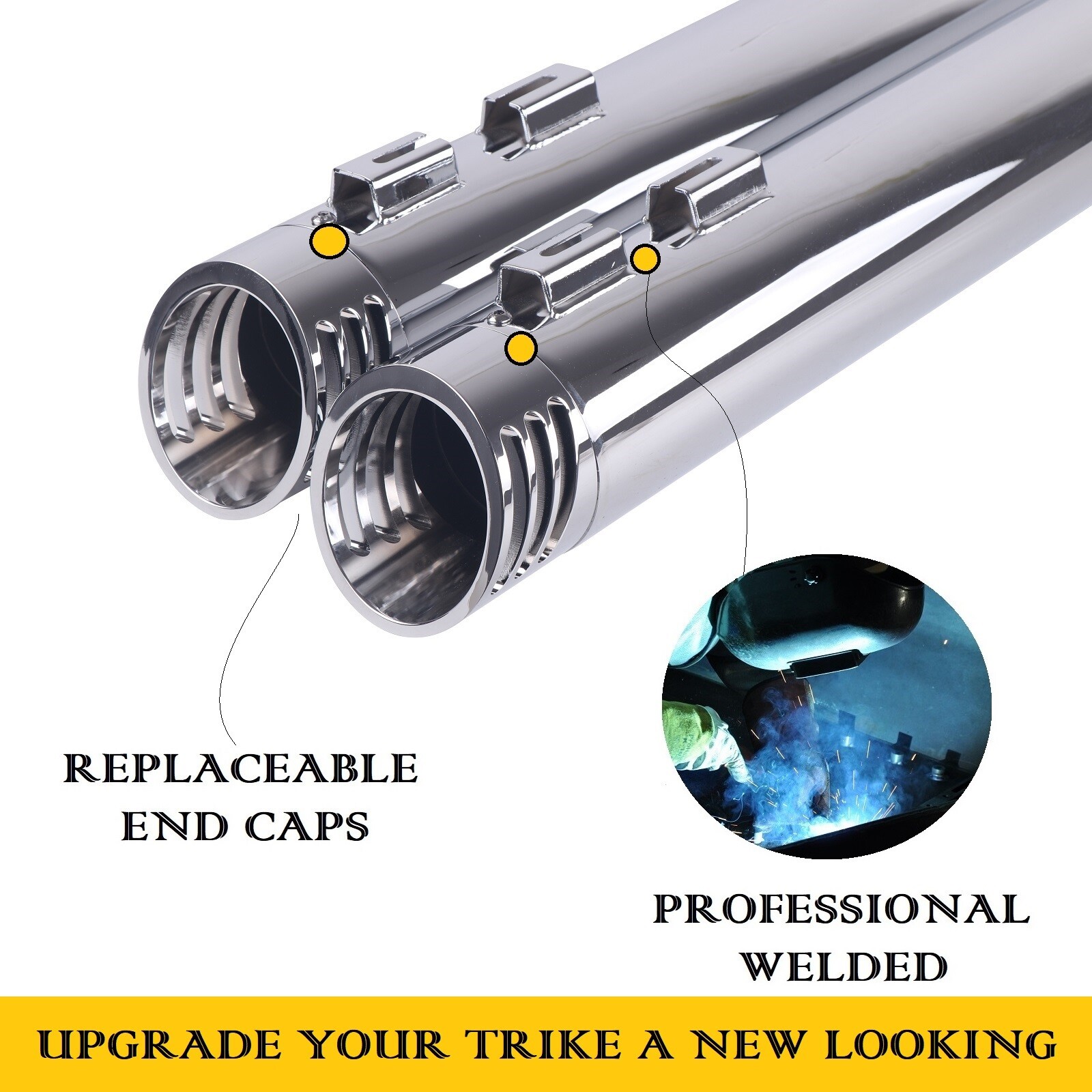 SHARKROAD Slip on Mufflers for Harley Tri Glide Trike Models, Great Rumble Tone