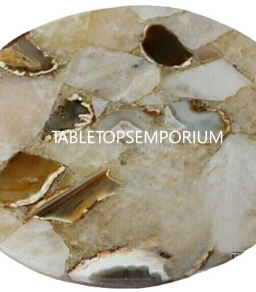 18" Agate Stone Round Tabletop, Natural Coffee Table, Home Decor