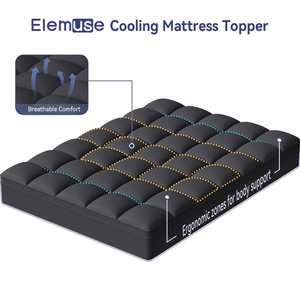 Elemuse Queen Black Mattress Topper Model Dlmt Down Alternative