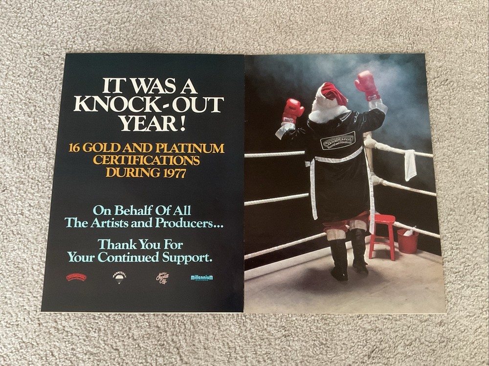 CASABLANCA RECORDS KISS 1977 KNOCK OUT YEAR ORIGINAL PRINT POSTER TYPE 2 PG AD