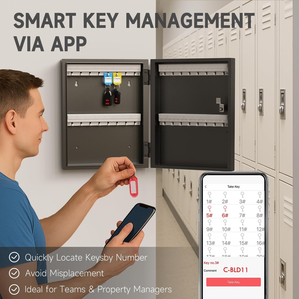 48 Key Cabinet Organizer, Key Lock Box, Key Safe Security Storage Lockbox Hol...