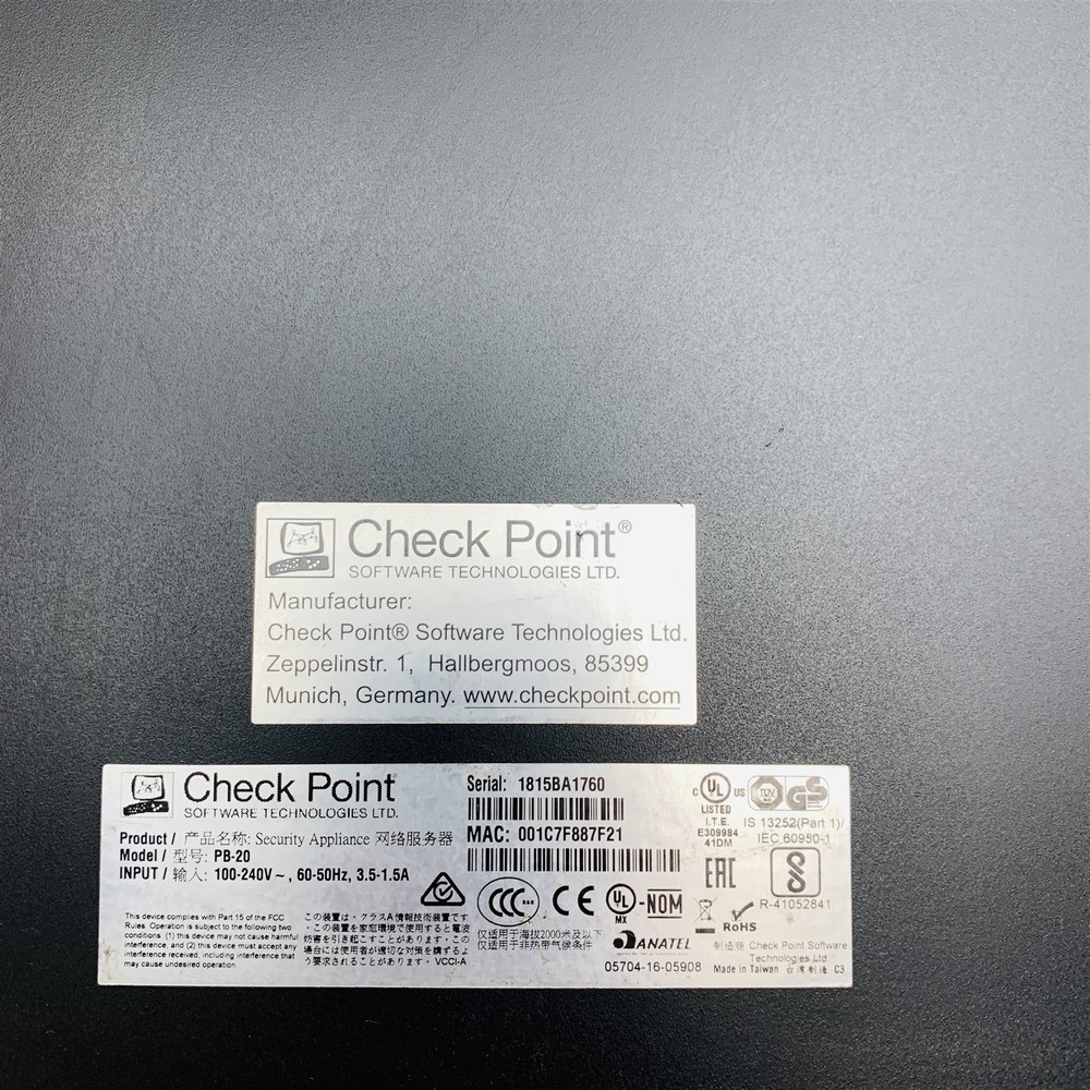 CheckPoint PB-20 5100 Next Generation Security Gateway Advanced Threat Firewall