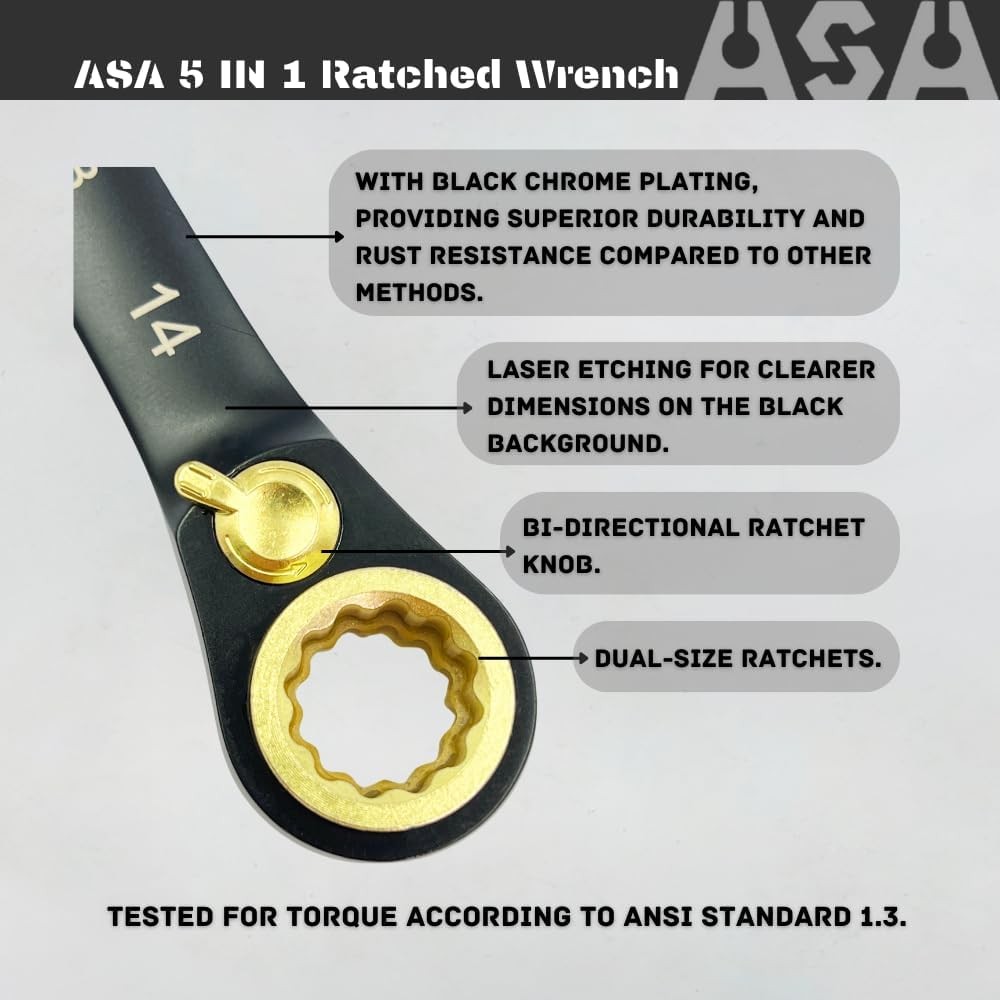ASA BLACK 5 IN 1 Ratched Wrench