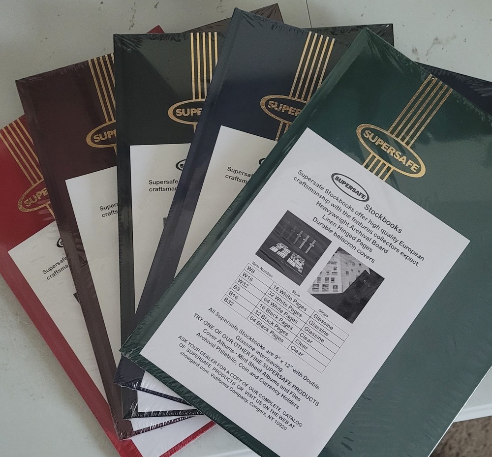 Supersafe Stock Book 16-64 White or Black Pages Various Colors 9" x 12"