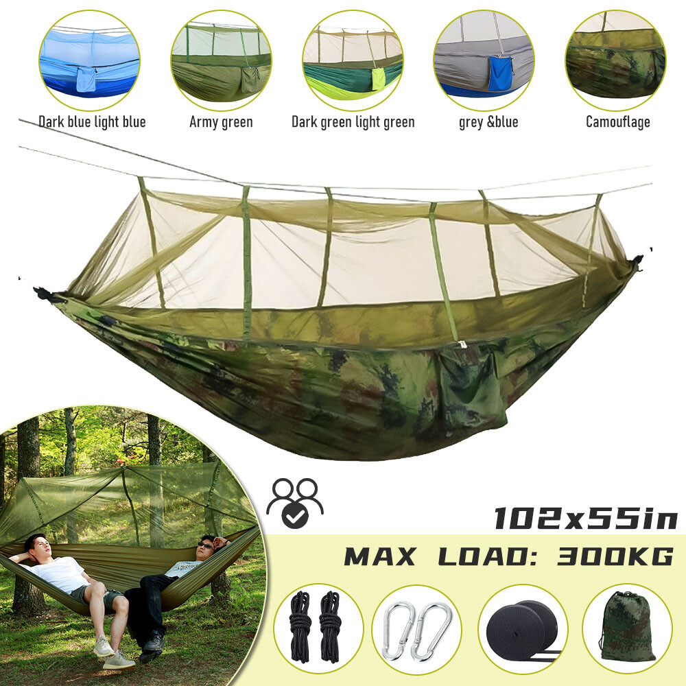 Camping Double Hammock with Mosquito Net Nylon Tent Hanging Bed Air Swing Chair