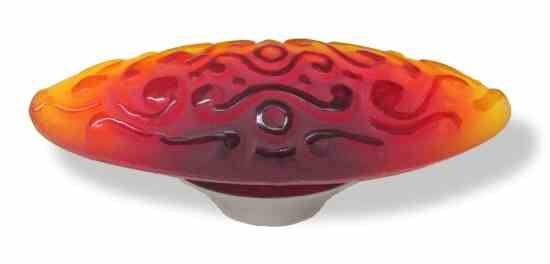 (As-Is) 3-3/4" Betsy Fields Scroll Pull Amberina Red with Satin Nickel