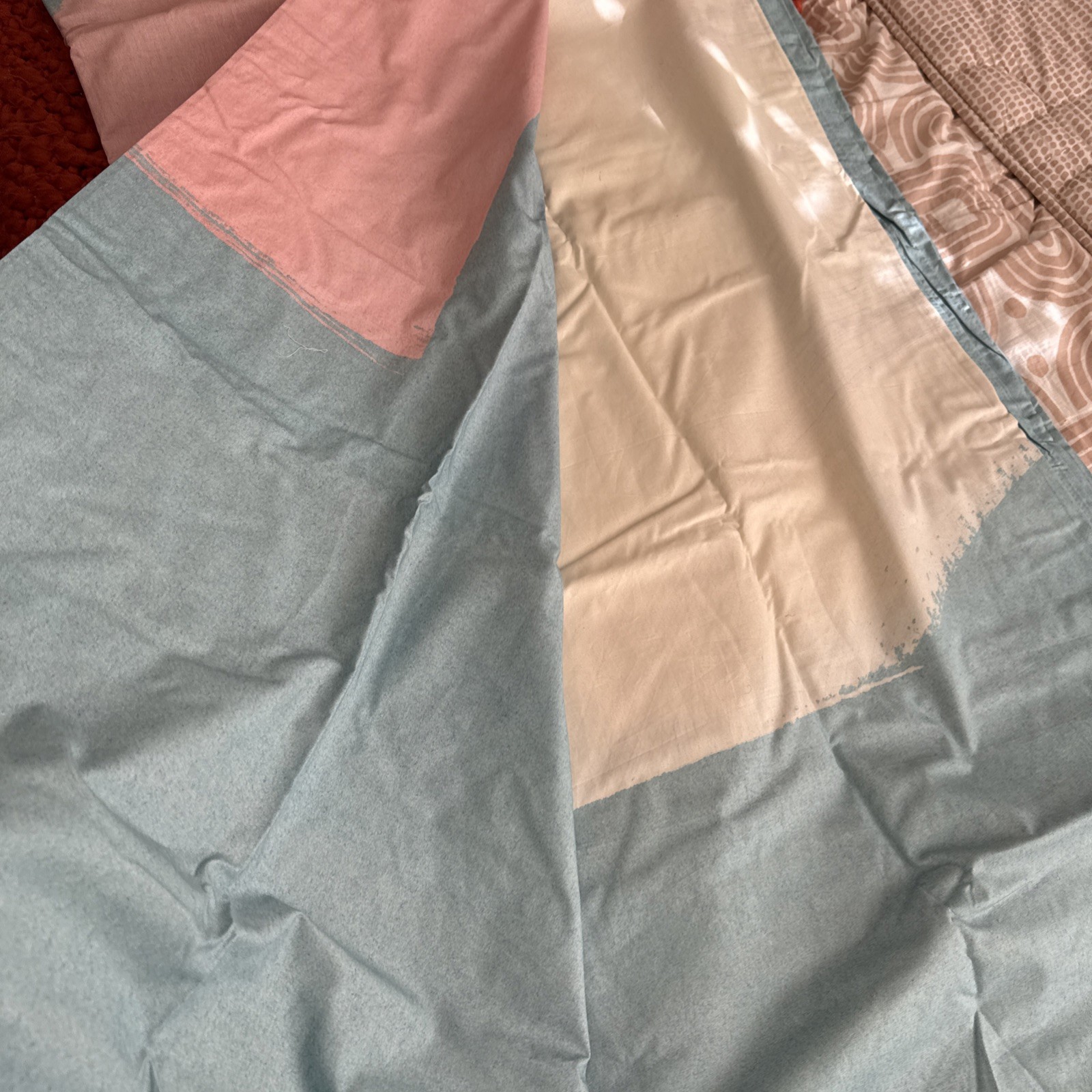 West Elm Organic Percale Abstract Fans Duvet Cover Full/Queen- Air 100% Organic